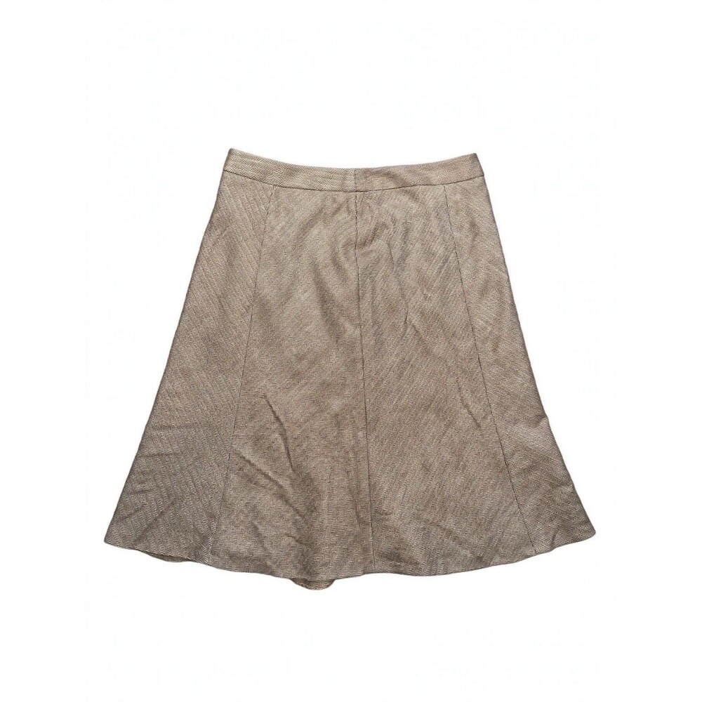 Brooks Brothers 346 Skirt 10 Wool Blend Herringbone Tan Brown A-Line Lined